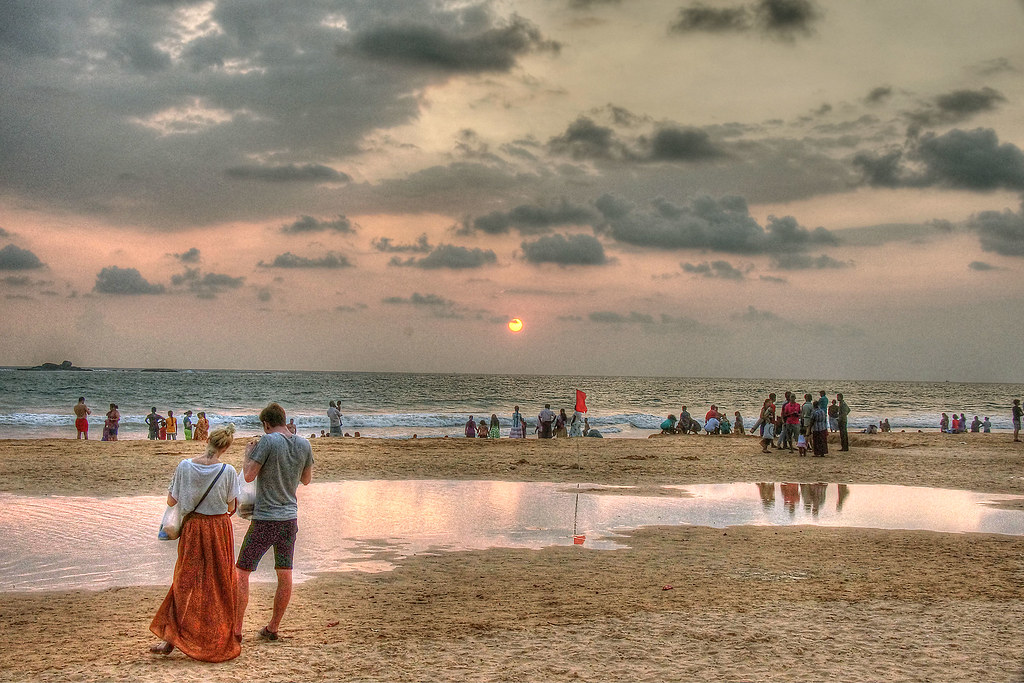 Sunset crowd on Bentota Beach