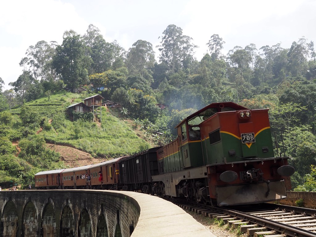 A train crossing Nine Arches Bridge