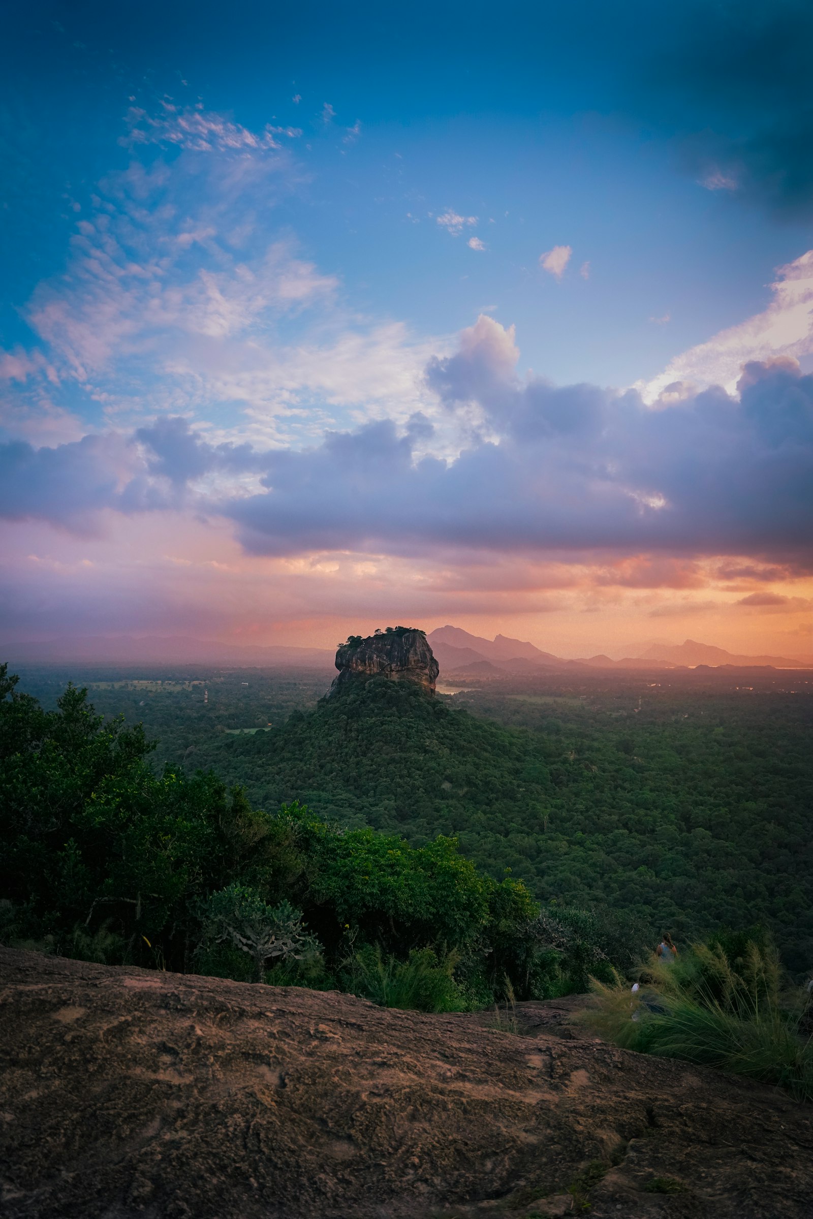 Sunset over Sigiriya fortress from Pidurangala